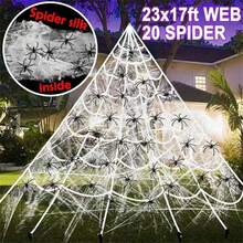 Halloween Spider Web Decor, Halloween Haunted House Graveyard Spider Web Strings With Fake Spiders, Halloween Decoration Props For Party, Costume, Photography Backdrop, Perfect Halloween Gift - Multicolor - View 8