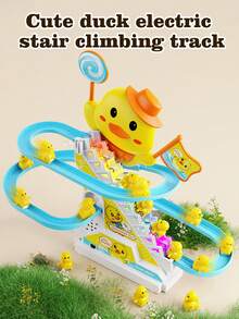 1pc Children's Duck Climbing Stairs Music Light-Up Toy, Electric Track Slide, Baby Educational Toy, Children's Festival Gift