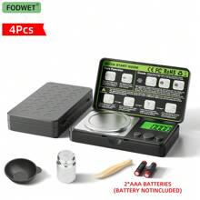 FODWET 4pcs High Precision 0.001g Pocket Scale, Gold Scale, Grain Scale, Electronic Mechanical Scale, One Piece Peeling, Built-In Weight Calibration Function, Science And Education Industrial Scale, 7 Unit Conversion, Counting Function (Without Battery)