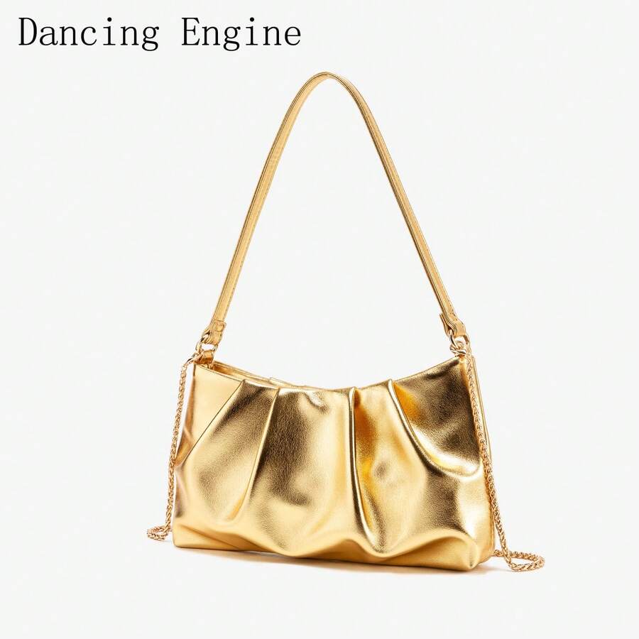 Dancing Engine Purses And Handbag Luxury Designer Shoulder Bags Pu Leather Evening Clutch Bag Purse Women's Bag - Gold - View 1