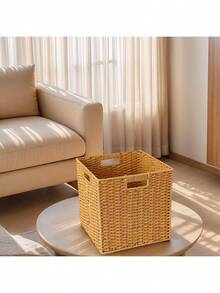1pc Handmade Paper Rope Woven Storage Basket, Foldable Organizer Box For Shelves, Decoration, Multi-Purpose Non-Waterproof Storage For Clothes, Snacks, Toys, Etc. - Multicolor - View 6