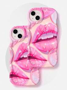 Luminous Textured Wavy Lips Phone Case Compatible With Apple, Honor, Redmi Note, Moto, OPPO Phones