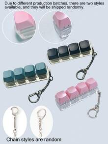 1个减压钥匙扣，时尚键盘帽钥匙扣 - 新奇桌面配件，减压，PVC/亚克力/金属材质，饰有珠子和仿珍珠，龙虾扣，适合挂在手提包和背包上 - 彩色 - 查看 15