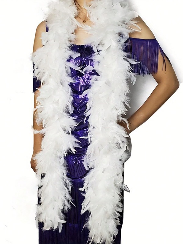 1 pieza Boa de plumas estilo fiesta - Boa de plumas de fibra sintética para manualidades DIY, disfraces de baile y decoraciones de Halloween, accesorio de mezcla suave de poliéster y spandex (las plumas hechas a mano pueden soltar un poco)