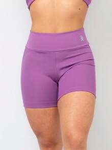Kit 2 Women's Fitness Shorts High Waist Zero Transparency Blackout Gym Basic Bermuda Shorts Women's Crossfit Yoga - 粉紅色+紫色 - 查看 5