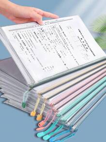 5pcs/Set Large Capacity Zipper Mesh Bags, Transparent Waterproof Storage Pouches, Multi-Functional Handheld Stationery Bag For Students, Versatile For Travel, Office Supplies And Home Organization, Fits A4/A5/A3 Documents