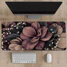 Elegant Floral Pattern Desk Mat Large Non-Slip E-Sport & Office Mouse Pad With Durable Stitched Edges Perfect For Professionals Gift For Girls Daughters Women,For School Supplies,Back To School Gaming Mouse Pad - Black - View 8