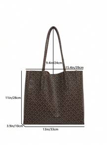 时尚大容量手提包，休闲日常使用，个性化手提包，百搭时尚女士手提包 - 棕色 - 查看 12