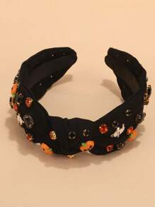 1pc Women's Halloween Rhinestone Pumpkin & Ghost Decor Hair Accessory, Gift For Holiday Pumpkin, Hair Band, Hair Hoop, Hair Accessories, Festival Accessories ,Halloween Costumes Holiday Essential
