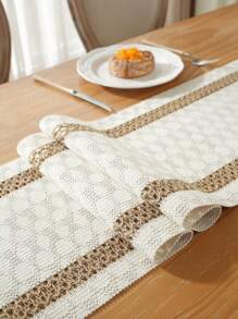 1 pieza Camino de mesa tejido vintage con flecos, mantel de ganchillo con encaje para cómoda, soporte de TV, mesa de café, mesa de comedor, decoración del hogar, reunión familiar, decoración festiva, interior y exterior, picnic, escritorio, tocador