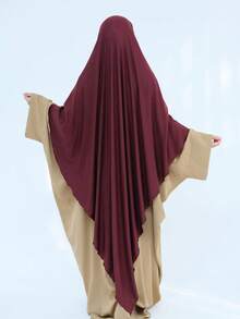 1 pieza Hiyab de jersey de unicolor oversize, conveniente para uso diario con abaya khimar, adecuado para todas las estaciones para vestir - Multicolor - Ver 17