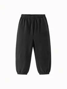 mini bala Pantalón jogger de algodón suave y elástico unisex para niños, otoño 2025 - negro - Ver 4