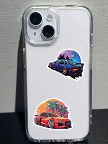 SCXXBSW 50 piezas Pegatinas de autos deportivos de dibujos animados y graffiti decorativas para tazas de agua, cuadernos, equipaje, resistentes al agua - Multicolor - Ver 7