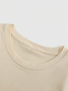 NEON DUSK 男士卡其色西部牛仔字母印花圆领背心，休闲日常穿着 - 卡其色 - 查看 3