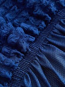 1 件纯色弹力沙发套柔软泡泡纱带裙边沙发套现代简约风格靠垫套客厅卧室户外沙发保护套 L 型组合休闲椅垫套 1/2/3/4 座位家居装饰沙发座套