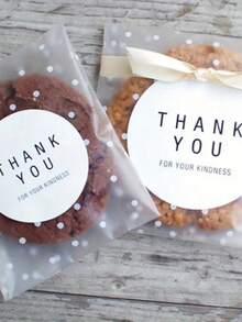 100 个自封波尔卡圆点磨砂袋 - 透明带白点，适合饼干、糖果、节日礼物和烘焙用品、烘焙必需品 - 無色 - 查看 2