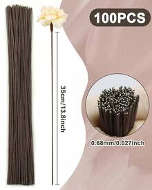 PCS FIVEIZERO 18 Gauge Green Floral Wire Stems Artificial Flower Making,Florist Wire,Flower Wires Crafts,Alambre Para Flores Wreaths, Flower Arrangements And Projects - 棕色 - 查看 3