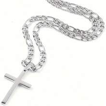 1 件不锈钢男士十字架项链，不锈钢银/金十字架吊坠项链，简约珠宝礼物 - 項鍊 - 查看 5