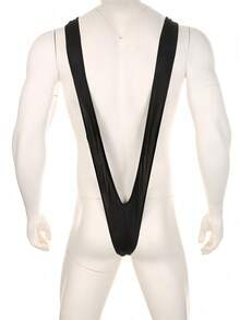 Men's Borat Style Party Wear V Sling Stretch Sexy Underwear Suspender Bodysuit Strap Thongs Bodysuit Surprise Gift - màu đen - Xem 4