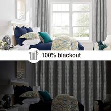 Beige And Black% Blackout Geometric Pattern Curtains, 52 Inch Wide 96 Inches Long 2 Panels, Thermal Insulated Noise Reducing Anti-Rust Grommet Drapes Bedroom Living Room,, Modern Style, Energy-Efficient - 灰色和銀色 - 查看 4