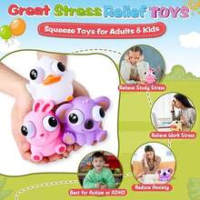 1/2/4/8个动物造型挤压玩具，可爱减压玩具，适合儿童和成人，眼睛可以弹出，可以缓解压力，是复活节彩蛋篮填充物、派对礼物、礼品袋填充物和课堂奖励的理想选择。 - 彩色 - 查看 6