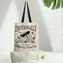 1pc Spacious Double Sided Printed Canvas Tote Bag With Adjustable Straps Style Durability For Shopping, Travel, Daily Use, And Gift Giving. Choose Your Favorite Strap Color For Personalized Comfort.