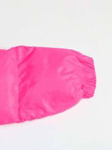 Women European & American Style Short Stand Collar Zipper Front Warm Jacket - Hot Pink - View 5