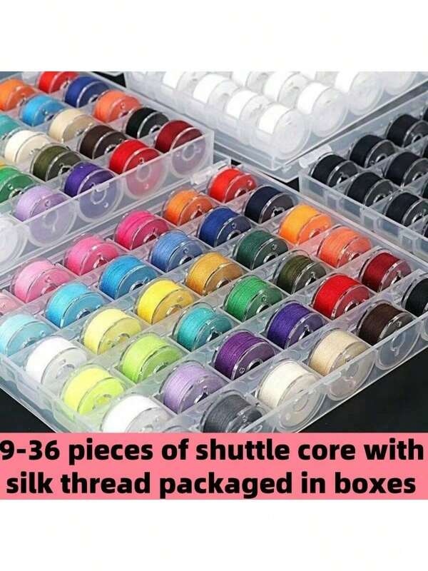 36/25 Colors High Quality Sewing Thread Spool Set With Bobbin Case, Suitable For Various Sewing Machines, With Bobbin Storage Box (Random Color)