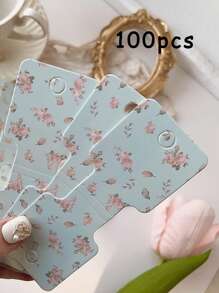 20/50/100pcs Flower Jewelry Display Cards Pink Yellow Floral Necklace Display Card Packaging Bracelet Making Kit Jewelry Organiser Retail Store Labels For Small Business Supplies