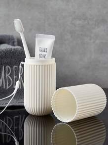 1pc/5pcs Travel Mouthwash Cup, Toothbrush & Toothpaste Storage Box, Portable Toothbrush Cup, Travel Facial Cleanser Set, Travel Essentials, Beach, Fall Decor Vacation, Back To School Travel Organizer
