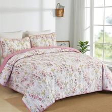 2025 Pink Floral Coverlet Set-Floral Quilted Bedspread Sets (3Pcs),Suitable For Bedroom, Home Room Decor, Dorm Decoration, Valentine Day Gifts, All Seasons - 粉色 - 查看 2