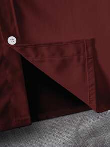 Tween Boy Classic Collegiate Style Casual Party Pageboy Pocket Patch White Formal Long Sleeve Shirt - Burgundy - View 7