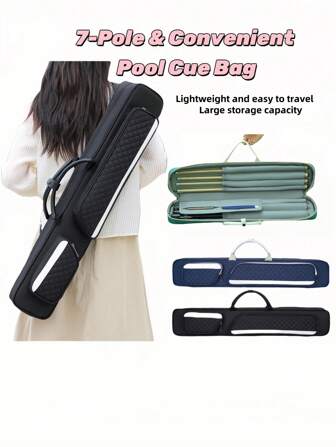 Billiard Cue Bag 7e Hole Portable Half Dragon Cloth With Leather Contrast Color Storage Bag Nine Ball Big Head Cue Bag