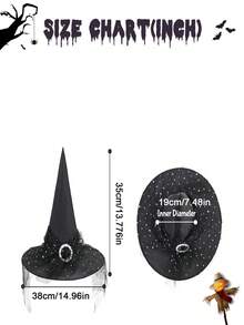 Halloween Witch Hat, Durio Lace Witch Hat - Halloween Wizard Costume Accessory, Mesh Lace Wizard Role Play Party Costume Accessory - Multicolor - View 4