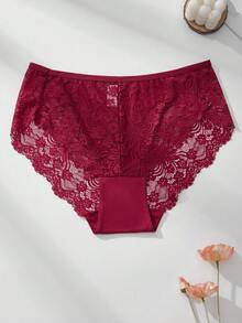 3PCS Women's Plus-Size Lace-Trimmed Loose And Comfortable Briefs In Popular Colors For Autumn And Winter