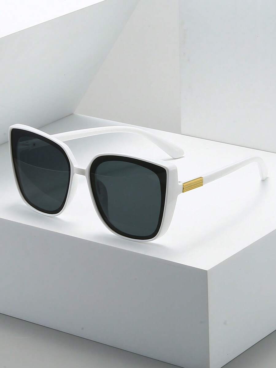 1pc Colorful Square Fashionable Fashion Glasses, Suitable For Indoor/Outdoor, Seasonal, Daily Outfit Accessory, Party Decoration And Photography Square Shape Shades - White - View 1