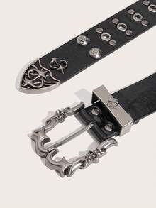 1条男士Y2K朋克金属重型暗黑街头风镂空铆钉扣休闲黑色腰带，百搭配饰，适合日常休闲、商务、男友、丈夫、父亲等场合，可作为男士礼物，日常穿着，时尚百搭，适合青少年、户外、度假、运动、旅行、街头、波西米亚风、复古秋季、万圣节等秋冬季配饰，适合青少年、青年、男士，休闲、户外、运动、度假、毕业礼物、生日礼物、日常穿着