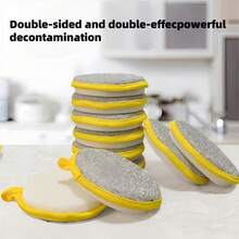 1 pieza Esponja de doble cara para lavar platos, cepillo de cocina, utensilio para limpiar ollas, paño de limpieza doméstica, paño antiadherente para limpiar aceite, estropajo de alambre de acero