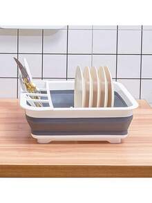 1 件可折叠碗、盘子和餐具沥水架，适用于厨房、房车、露营车和旅行拖车，便携式节省空间的碗架 - 彩色 - 查看 5