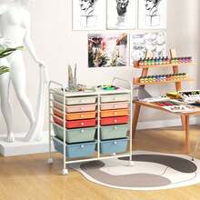 12 Drawers Rolling Cart Storage Mutlicolor Scrapbook Paper Studio Organizer Bins - 馬卡龍色 - 查看 2