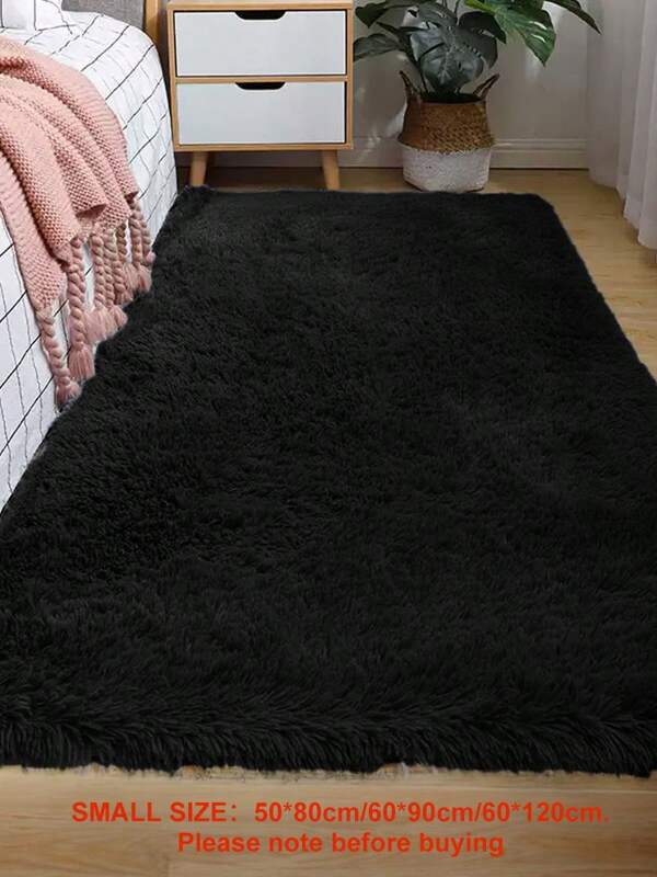 1pc Rug,  Area Rug, Fluffy Bedroom Rug, Simple Rectangular Rug, Solid Color Bedroom Decorative Rug, Perfect Home Decor Holiday Decoration Rug, Halloween Gift, Room Decor, Multiple Sizes Fluffy Carpet For Living Room, Bedroom, Soft And Comfortable For Boys And Girls Dorm Room, Washable