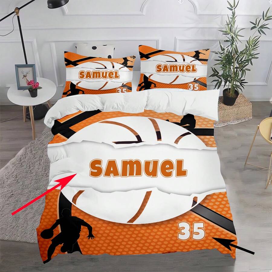 1/3 件定制羽绒被套，撕破篮球图案羽绒被套，儿童个性化羽绒被套，涤纶面料，数码印花，男童专属床上用品，面料为 90 克面料