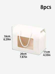 4 件/8 件白色手持窗盒，适用于饼干、夹心饼干、苏打饼干、马卡龙、糖果、迷你蛋糕和零食，适合生日、派对、婚礼礼品包装
