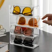 1PC Multifunctional Glasses Storage Box, High-Quality Plastic Glasses Organizer, Glasses Organizer, Sunglasses Display Glasses Frame Display Rack, Myopia Glasses Sunglasses Display Storage Box, Desktop Organizer, Home Decoration, Stationery Storage, Back-To-School Supplies, Holiday Gifts. - Transparent - View 3