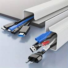 1 个 40 厘米/15.75 英寸桌下电缆管理盒，电脑桌电缆整理器，J 型插槽电缆导管，电线盖隐藏器，自粘式电线整理器电缆收纳盒，无需钻孔桌面收纳