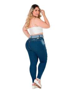 Women's High Waist Front-Breasted Ripped Beads Inlaid With Elastic Slim Butt Lifting Tight Sexy Jeans  Plain    Pocket  Button  Ripped - Rửa trung bình - Xem 3