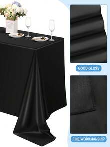 2pcs Elegant Satin Tablecloth, Smooth & Shiny Polyester, Rectangular Tablecloth In Multiple Colors, Suitable For Weddings, Parties, Birthdays And High-End Dining - Perfect For Bridal Showers And Special Occasions, Vibrant Tablecloth Decor With Smooth Texture