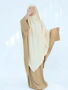 1 pieza Hiyab de jersey de unicolor oversize, conveniente para uso diario con abaya khimar, adecuado para todas las estaciones para vestir - Multicolor - Ver 13