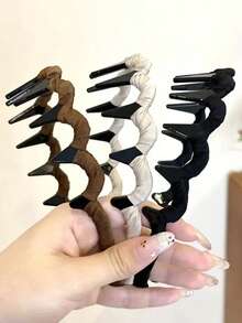 Bộ 3/1 chiếc Băng đô thời trang nữ thanh lịch, phong cách đường phố sành điệu, phù hợp cho kỳ nghỉ biển, 13cm/5.11in, màu đen/be/cà phê, đa năng dùng hàng ngày, trang điểm, tắm, đi làm, đi học, dự tiệc, kỳ nghỉ, làm quà tặng, băng đô cài tóc, vòng cài tóc, mùa thu, phụ kiện tóc, băng đô cho phụ nữ. - Nhiều màu - Xem 3