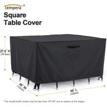 Tempera Outdoor Dining Set Cover For Outside Table And Chairs Square Patio Table Covers For Outdoor Furniture AntiFading Windproof 76''L X 27.8''H X 76''W Space Grey